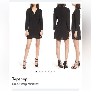 Topshop Longsleeve Black Wrap Dress